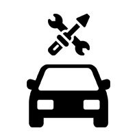 Hier sieht man zwei Icons. Ein Auto in der Frontansicht mit einem Schraubenschlüssel darüber. 