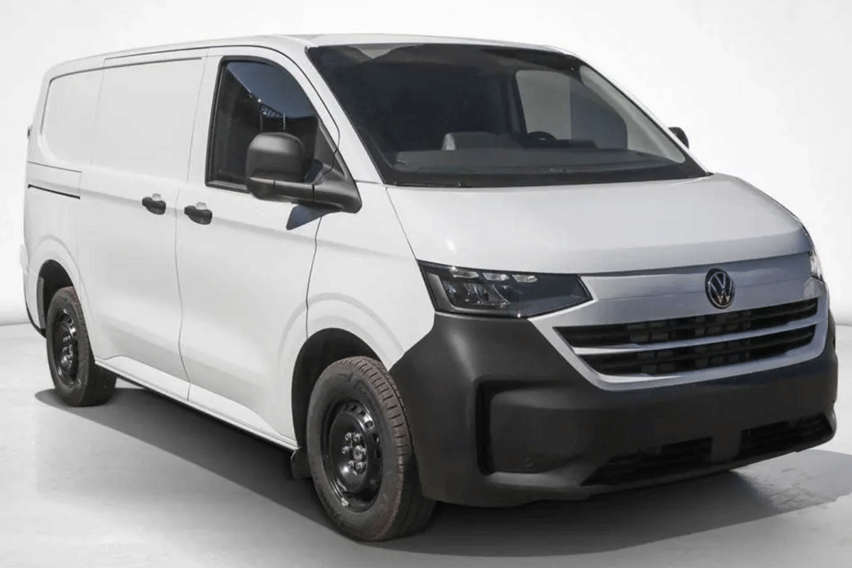 VW transporter in clear white