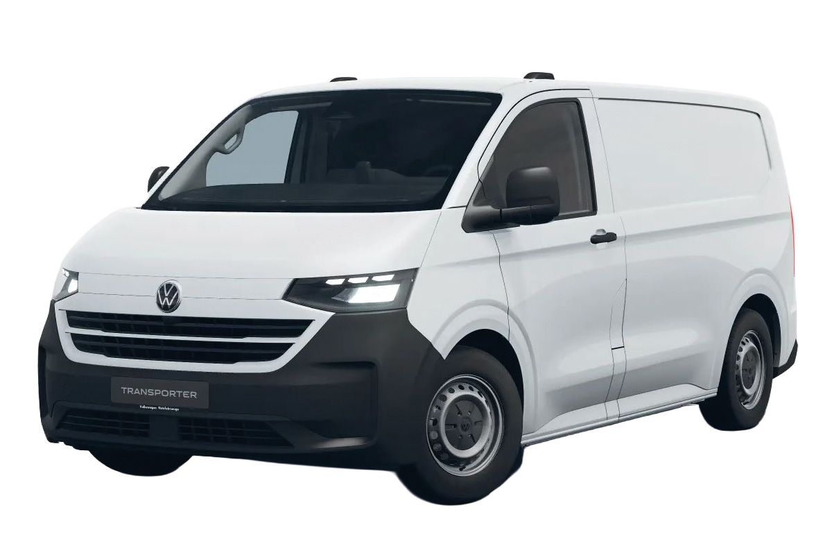 VW transporter in clear white