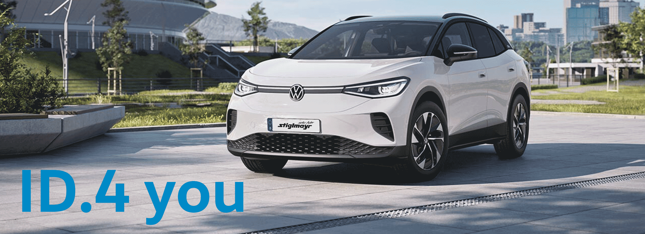 Bild zeigt einen VW ID.4 mit Bildaufschrift ID.4 you