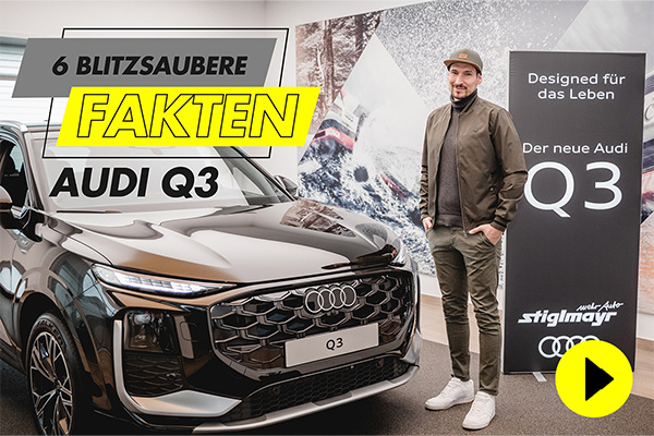 Link öffnet sich in neuem Fenster. Zu sehen ist ein Video mit 6 Fakten zum neuen Audi Q3