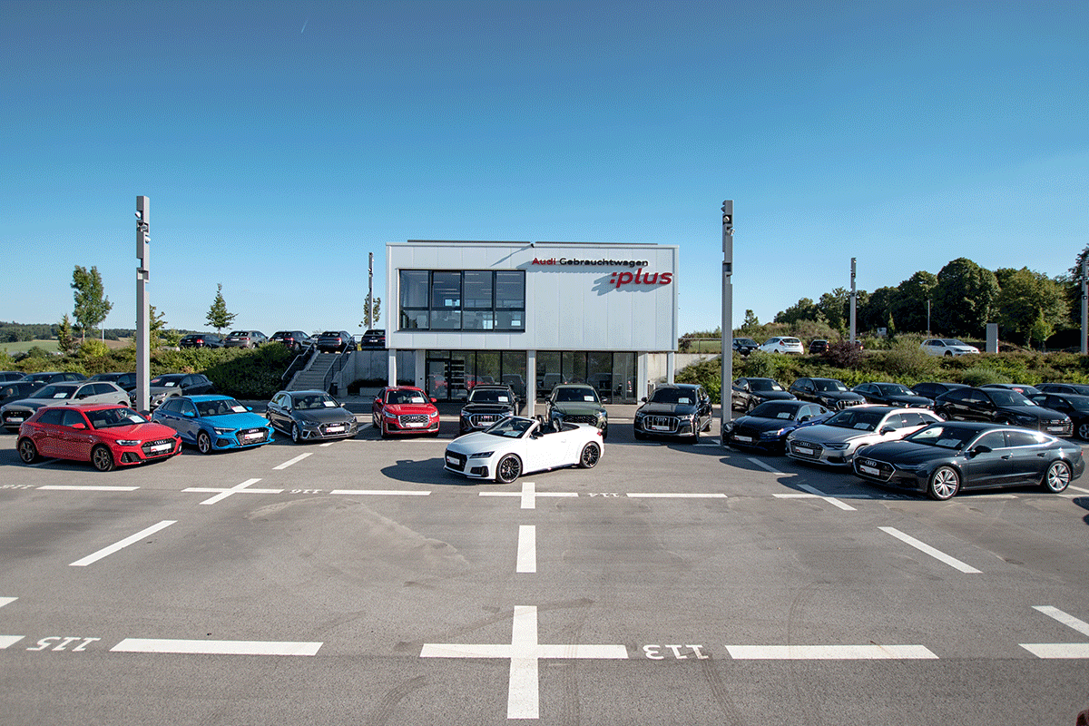 Zu sehen sind unsere Audi Gebrauchtwägen im Audi Gebrauchtwagenpark in Pfaffenhofen.